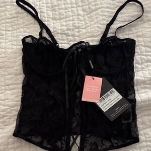 PrettyLittleThing Black Lace Bustier
